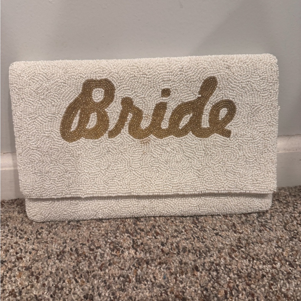 White and Gold Bride Clutch